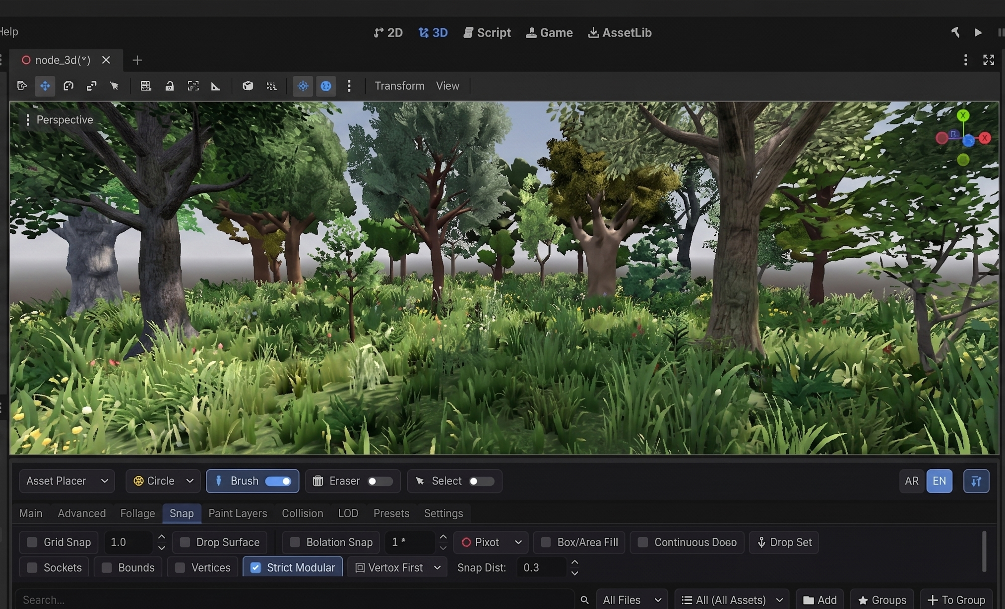 Godot MultiMeshInstance3D performance demonstration - 10k assets at 60 FPS